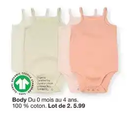 Zeeman Body duo mois au 4 ans. 100% coton. lot de 2. 5.99 offre