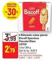 G20 Lotus - 4 bùtonnets crÚme glacée biscoff speculoos chocolat blanc offre