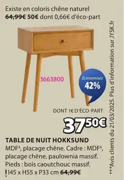 JYSK Table de nuit hokksund offre