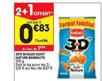 Leader Price 3d's Bugles Goût Nature Bénénuts offre