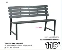 JYSK Banc de jardin klint offre