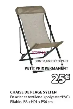 JYSK Chaise de plage sylten offre