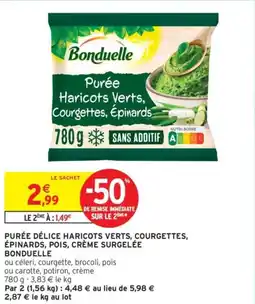 Intermarché Drive Purée délice haricots verts courgettes épinards pois crème surgelée bonduelle offre