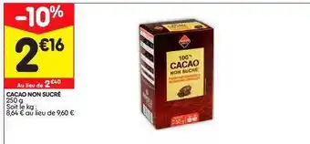 Leader Price Cacao Non Sucré offre