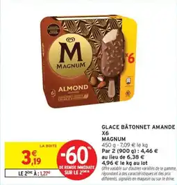 Intermarché Drive Glace bâtonnet amande x6 magnum offre