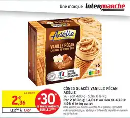 Intermarché Drive Cônes glacés vanille pécan adélie offre