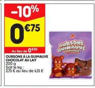 Leader Price Oursons à La Guimauve Chocolat Au Lait offre