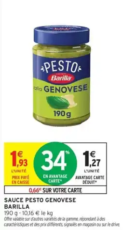Intermarché Drive Sauce pesto genovese barilla offre