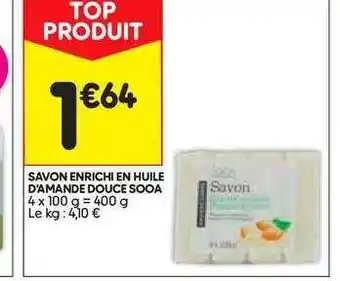 Leader Price Savon Enrichi En Huile D'amande Douce Sooa offre