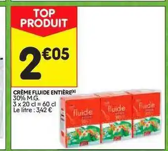 Leader Price Crème Fluide Entière offre
