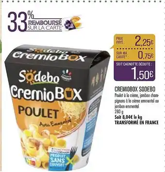 Match Crémiobox Sodebo offre