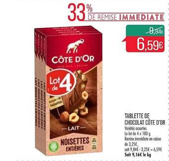 Match Tablette De Chocolat Côte D'or offre