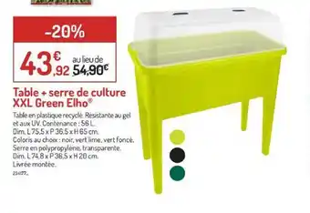 Botanic Table + Serre De Culture Xxl Green Elho offre