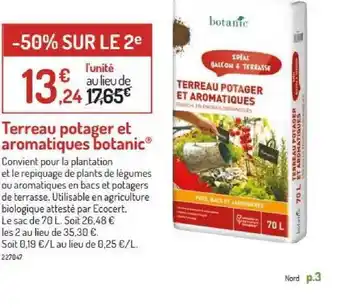Botanic Terreau Potager Et Aromatiques Botanic offre