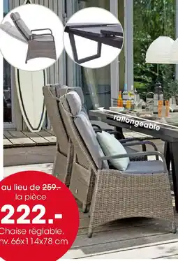 Möbel Martin Chaise réglable, env. 66x114x78 cm offre