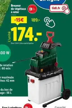 Lidl Broyeur de végétaux à rotor offre