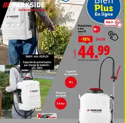 Lidl PARKSIDE Pulvérisateur à dos sans fil offre