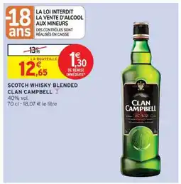 Intermarché Hyper SCOTCH WHISKY BLENDED CLAN CAMPBELL offre