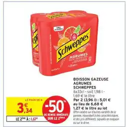 Intermarché Hyper BOISSON GAZEUSE AGRUMES SCHWEPPES offre