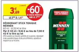 Intermarché Hyper DÉODORANT STICK TONIQUE MENNEN offre