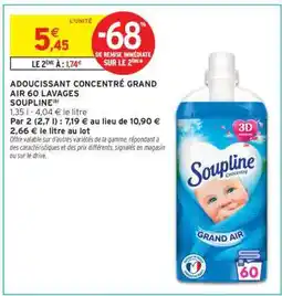 Intermarché Hyper Adoucissant Concentré Grand Air 60 Lavages Soupline offre