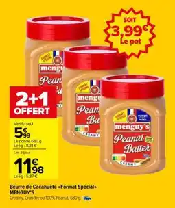 Carrefour Beurre de Cacahuète Format Spécial MENGUY'S offre