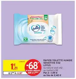 Intermarché Hyper PAPIER TOILETTE HUMIDE SENSITIVE X42 LOTUS offre