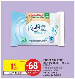 Intermarché PAPIER TOILETTE HUMIDE SENSITIVE X42 LOTUS offre