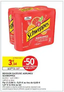 Intermarché BOISSON GAZEUSE AGRUMES SCHWEPPES offre
