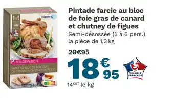 Picard pintade farcie au bloc de foie gras de canard et chutney de figues
