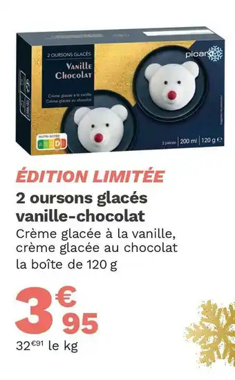 Picard 2 oursons glacés vanille-chocolat