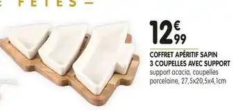 Imaginea Coffret apéritif sapin 3 coupelles avec support offre
