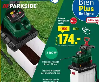 Lidl PARKSIDE Broyeur de végétaux à rotor offre