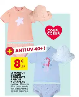 Stokomani Mes petits cailoux Le maillot de bain à volants 2 pièces + chapeau offre