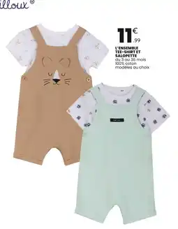 Stokomani Mes petits cailloux L'ensemble tee-shirt et salopette offre