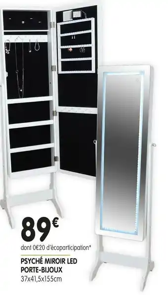 Psyché miroir led porte-bijoux