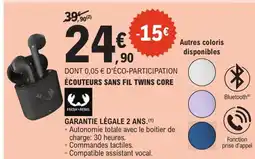 E.Leclerc Fresh 'n Rebel Écouteurs sans fil Twins Core offre
