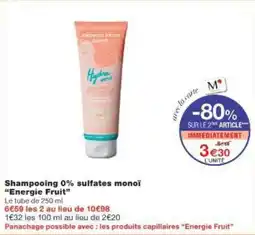 Monoprix Shampooing 0% sulfates monoĂŻ energie fruit offre