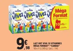 "CANDIA" Lait uht viva 10 vitamines méga format