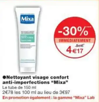 Monoprix Nettoyant visage confort anti-imperfections mixa offre