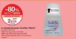 Monoprix Le déodorant peau sensible narta offre