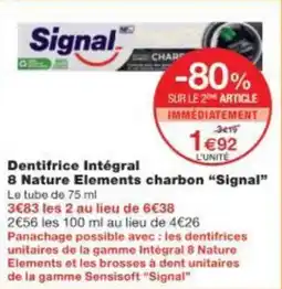 Monoprix Dentifrice intégral 8 nature elements charbon signal offre