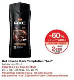 Monoprix Gel douche dark temptation axe offre