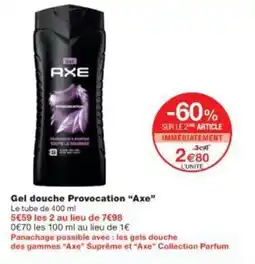 Monoprix Gel douche provocation axe offre