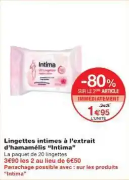 Monoprix Lingettes intimes à l'extrait d'hamamélis intima offre