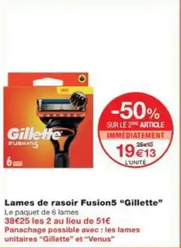 Monoprix Lames de rasoir fusion5 gillette offre