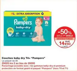 Monoprix Couches baby dry t4+ pampers offre