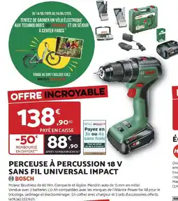 Bricomarché Perceuse à percussion 18 v sans fil universal impact offre