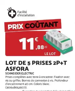 Bricomarché Lot de 5 prises 2p+t asfora offre