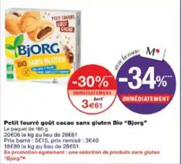 Monop' Petit fourré goût cacao sans gluten bio bjorg offre